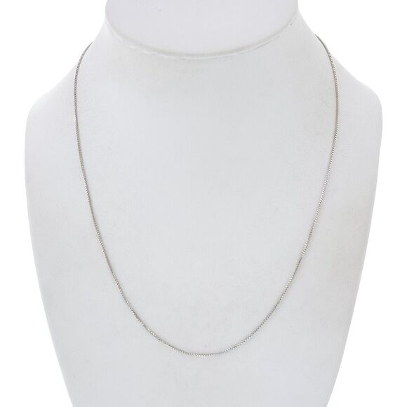 0.9mm Box Chain Necklace | Vintage Sterling Silver 925 | 18" - Picture 1 of 3